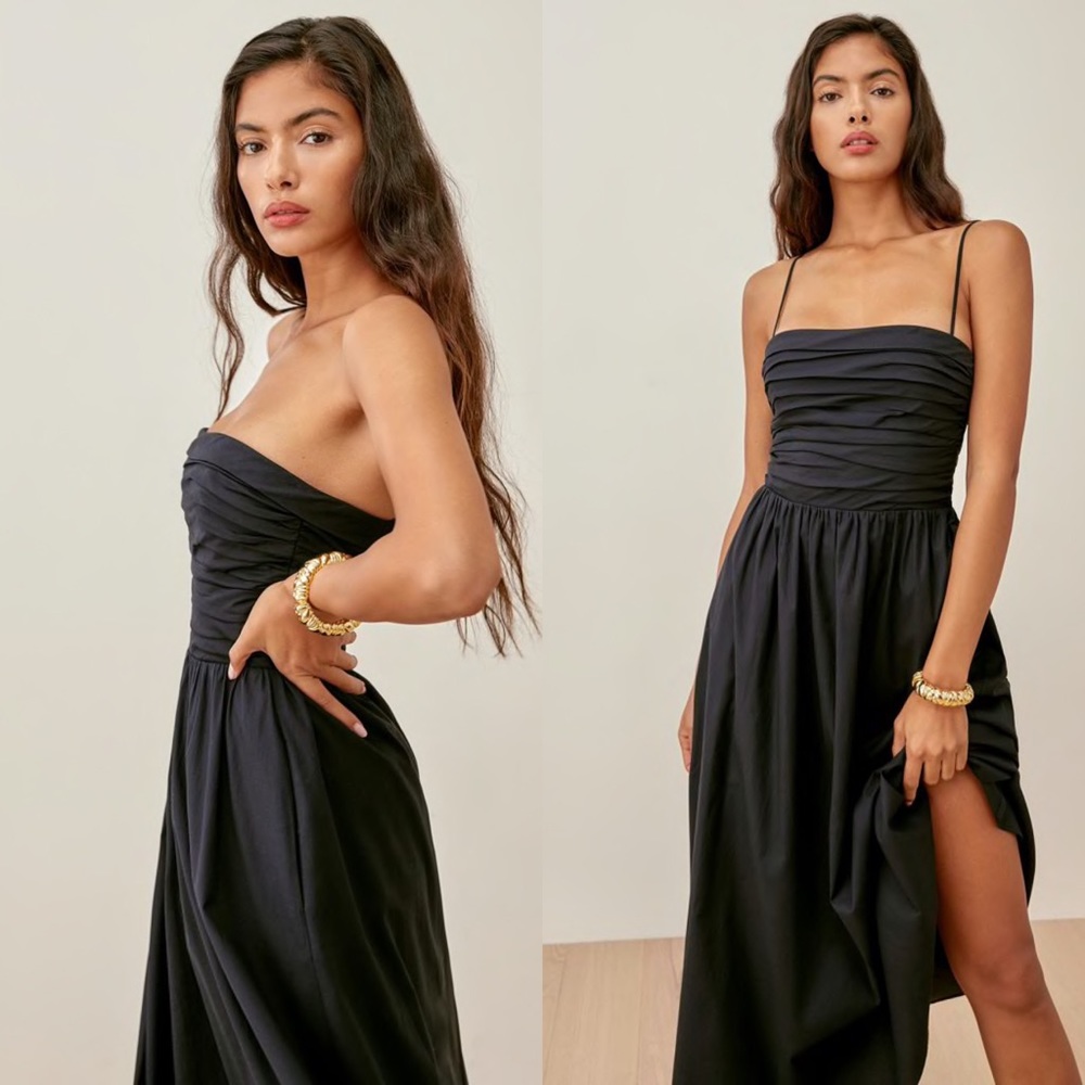 Reformation Lissa Dress Black Midi LBD